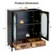 Industrial Sideboard Cabinet with Drawers Countertop and Tempered Glass Black Brown